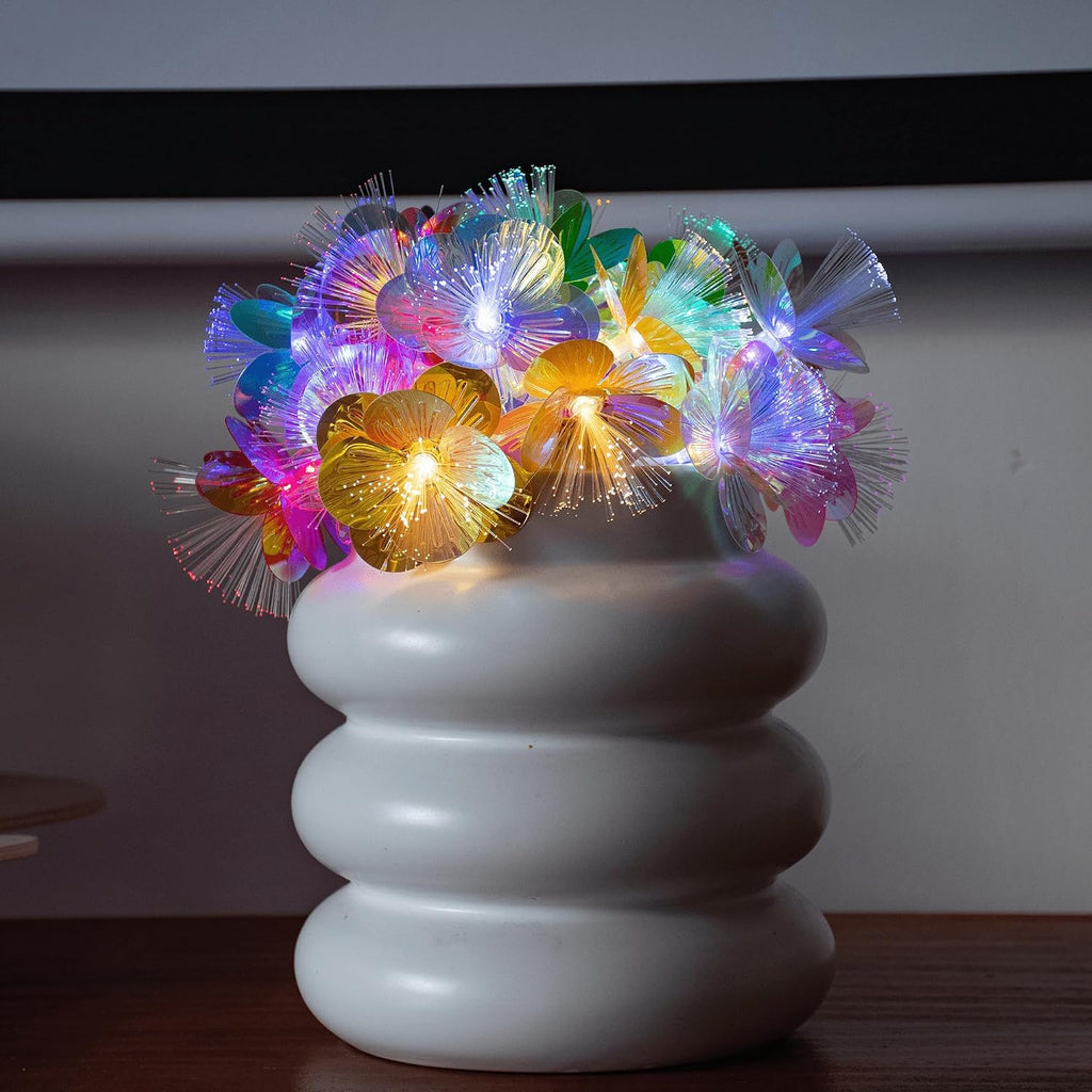 YOLIGHT Fiber Optic Flower String Lights Battery Operated with Timer 6.5ft