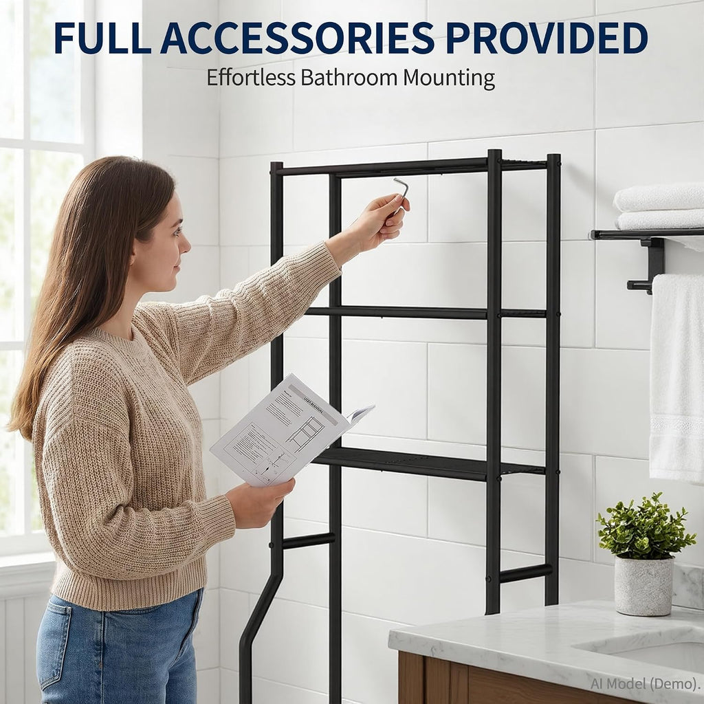 Livilord 3-Tier Over Toilet Storage Rack, Anti-Wobble, Black