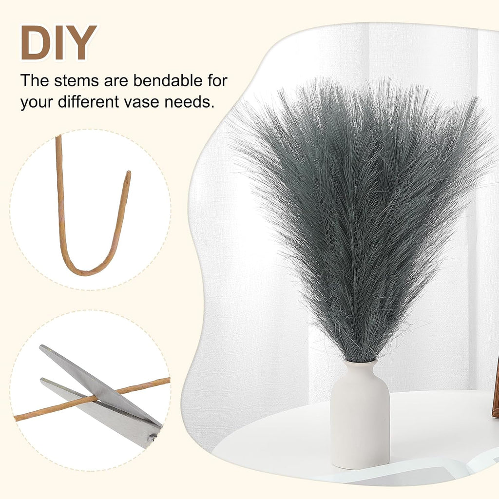 PATIKIL 21.7in Pampas Grass Decor, 30pcs Artificial Pampas Grass Bulk Fluffy Faux Pampas Grass Small Dried, Gray