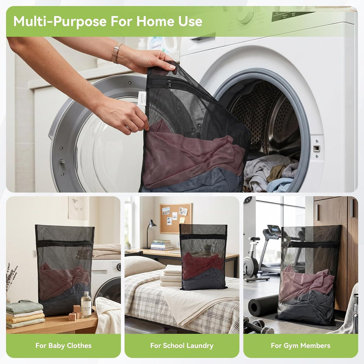 OTraki 2 Pack Mesh Laundry Bag for Delicates with 4 CM Elastic Band 12×16"