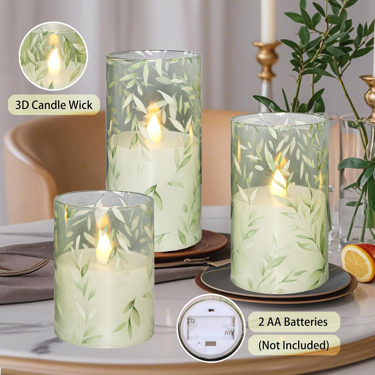 Crystal Club Glass Flameless Candles with Remote Timer
