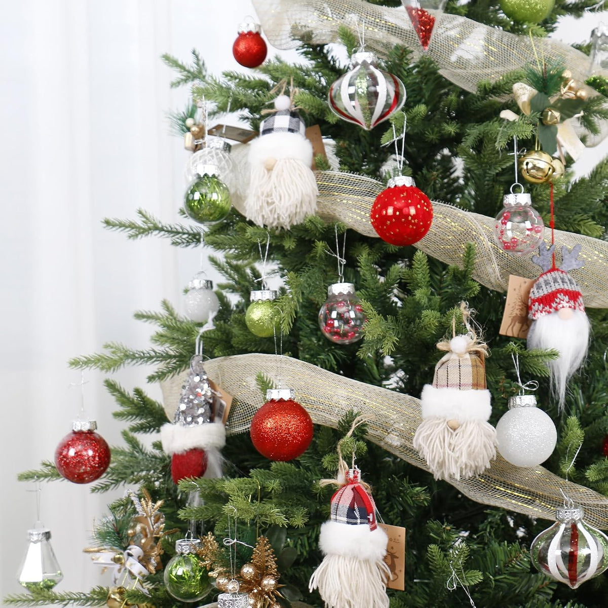 34PCS Red/Green/White Christmas Ball Ornaments Set for Tree Decor