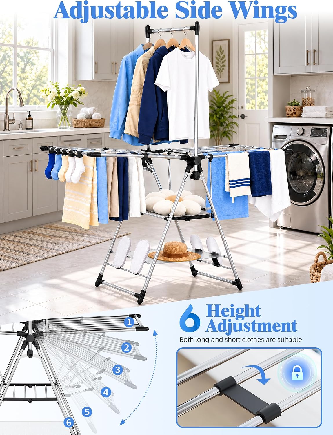 APEXCHASER Clothes Drying Rack with High Hanger