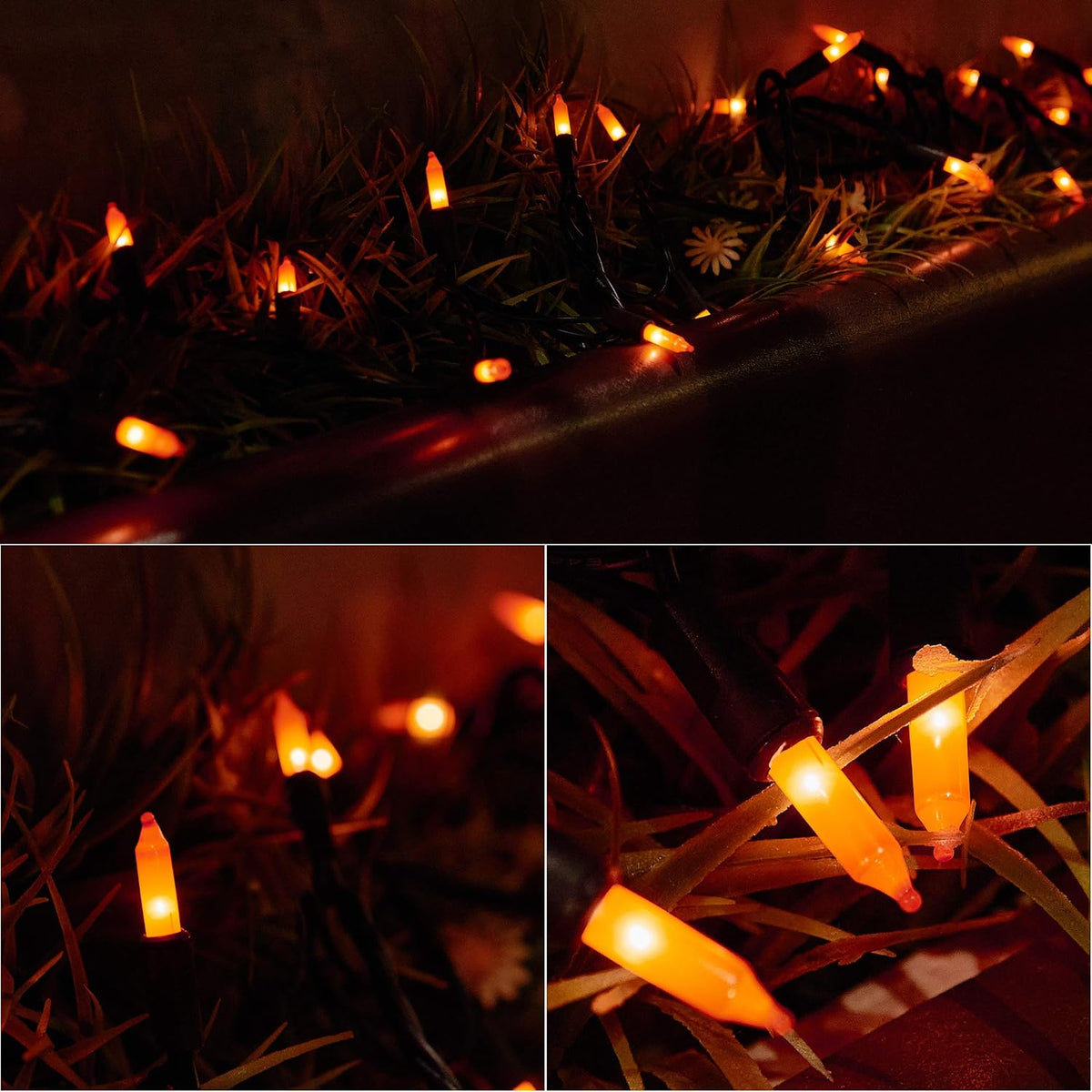 Twinkle Star Orange Halloween Lights Battery Operated,16FT 50 LED
