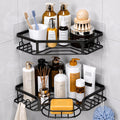 Corner Shower Caddy, Rustproof Shower Organizer with Soap Holder and 8 Hooks, No Drilling Adhesive Shower Shelves for Inside Shower, Large Capacity Shower Rack for Bathroom Shower Storage, X-Large