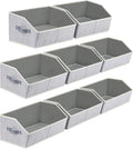 Homsorout Trapezoid Bins for Organization - 8 Pack Storage Cubes, Decorative Fabric Organizer Bins, Large Baskets for Storage, Linen Storage Organizer for Clothes, Books, Home, Light Gray