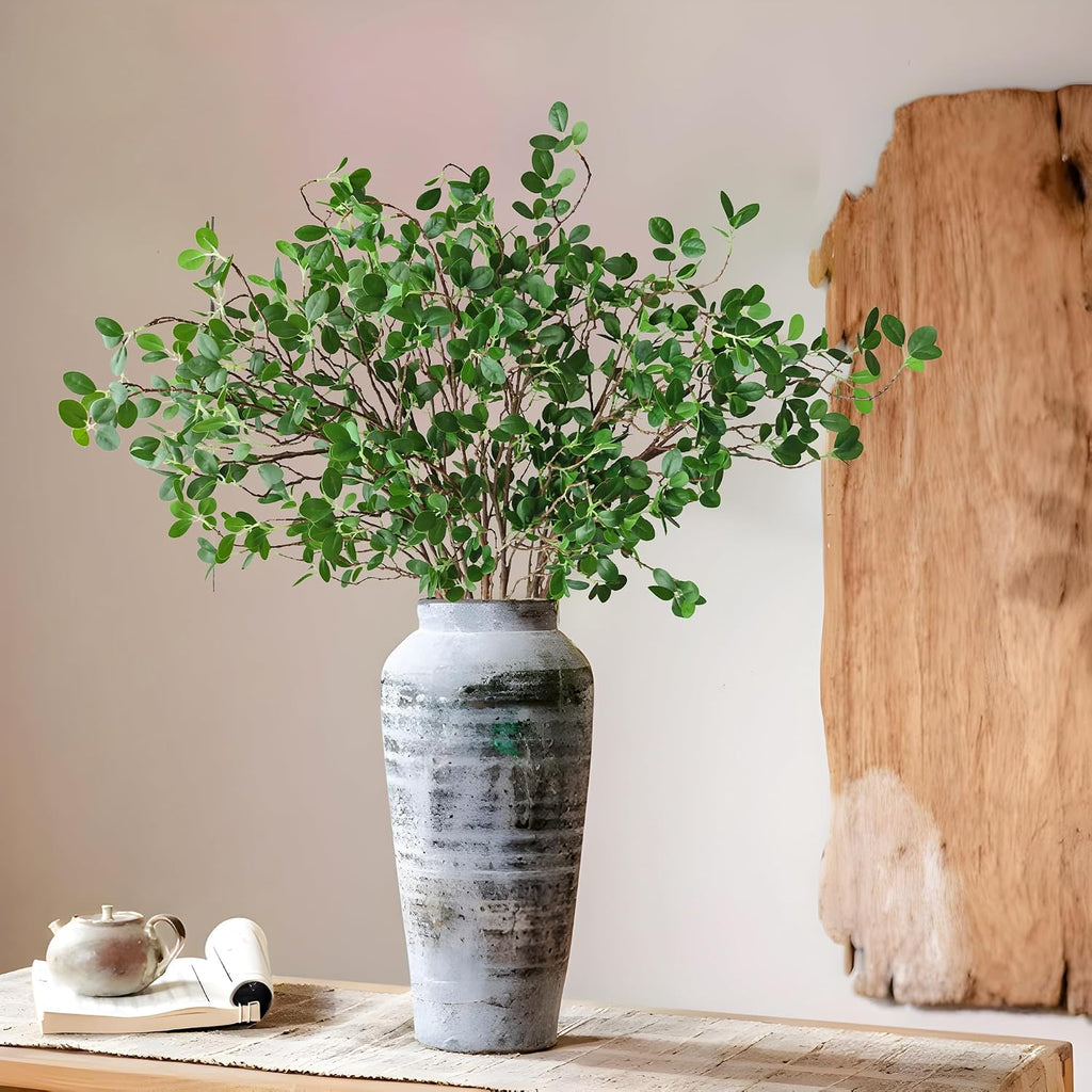 Htmeing Artificial Eucalyptus Green Branches with Leaves Faux Long Stems Fake Greenery Plants Ficus Twigs for Home Office Shop Farmhouse Decoration 110cm/43 (5 PCS)