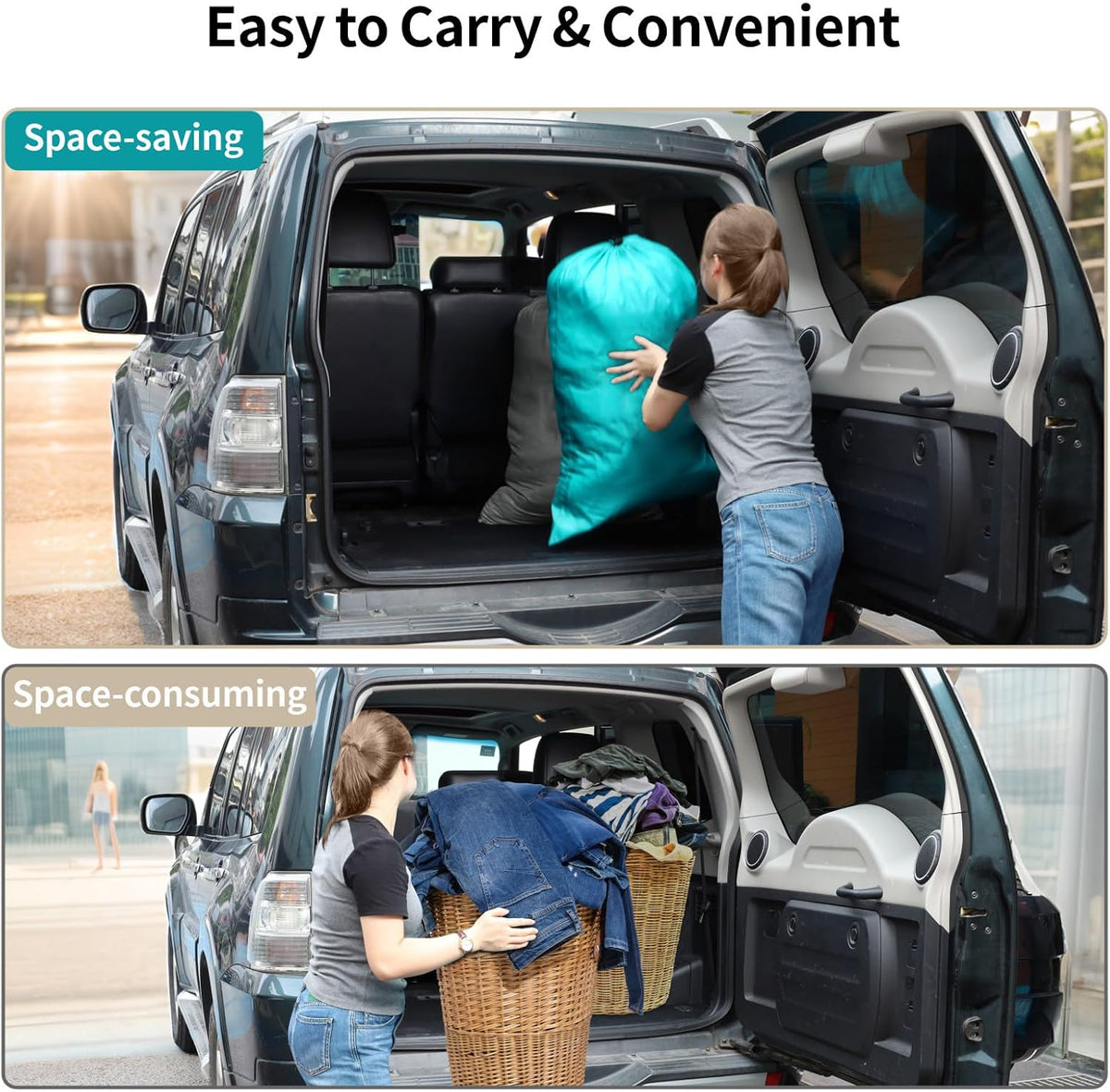 Travel Laundry Bags 2 Pack - Dirty Clothes Travel Bag for Cruise, 24x36 in
