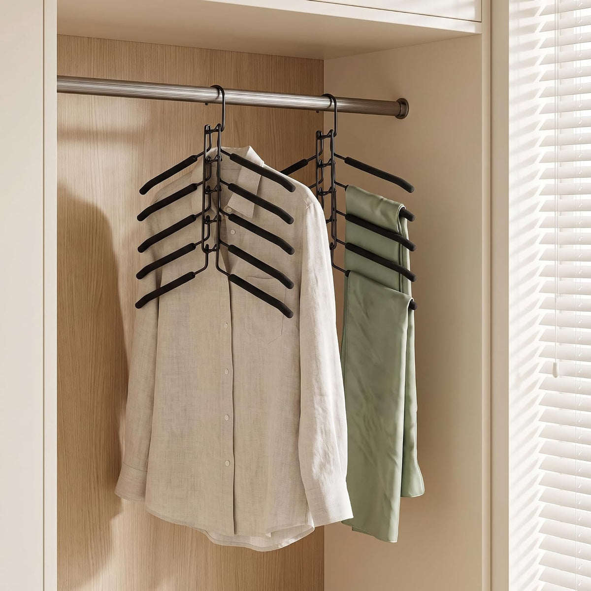 Space Saving Hangers 2 Pack, 5-Tier Detachable Clothes Hangers