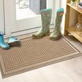 HIYARD Boot Tray for Entryway, Non-Slip Shoe Tray Drying Mat, Waterproof Boot Mat for Muddy Boots, Heavy Duty Shoe Storage Trays, Indoor/Outdoor Use, 16x30 inches, Beige