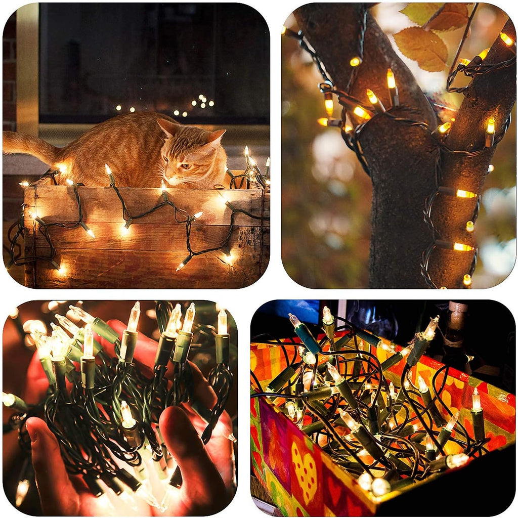 50 LED Battery Christmas Lights Waterproof Indoor Outdoor Warm White 2 Pack