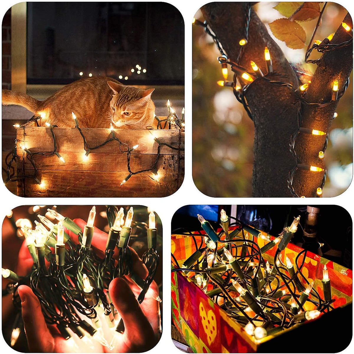 50 LED Battery Christmas Lights Waterproof Indoor Outdoor Warm White 2 Pack