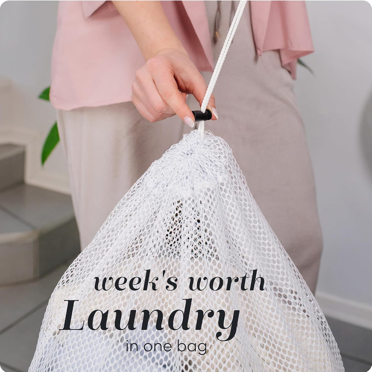 Handy Laundry Mesh XL Laundry Bag 24"x36", Heavy Duty Drawstring, White