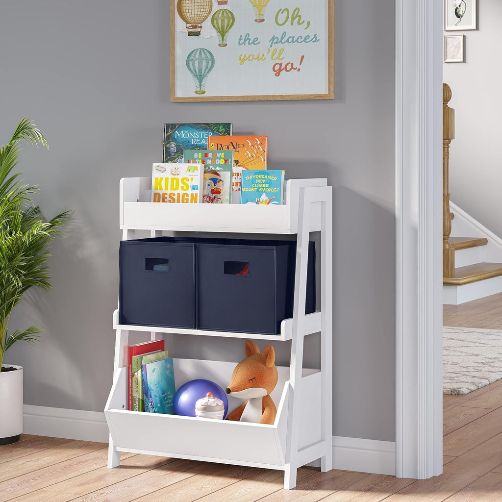RiverRidge Folding Storage Bins - 4-pack of 10in Tall Navy Cubes