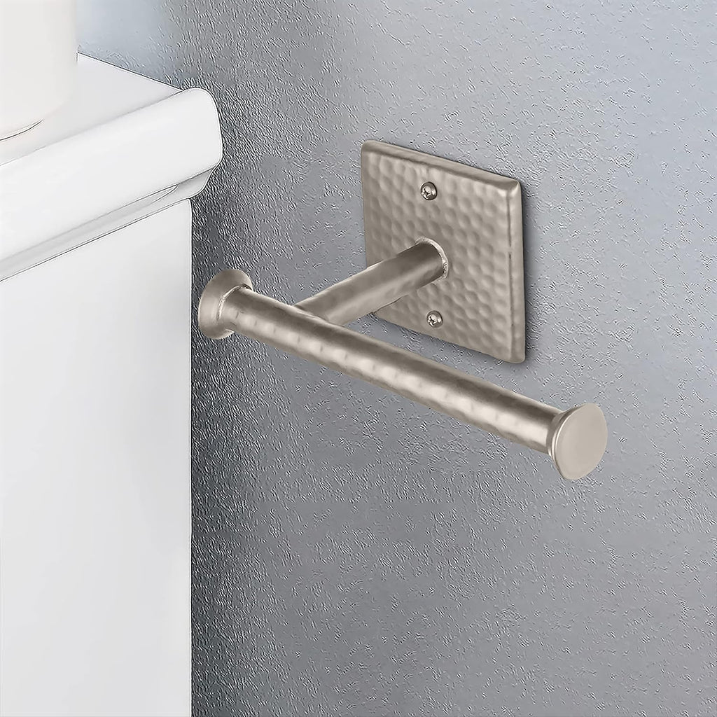 Monarch Abode Bathroom Toilet Paper Holder – 7-inch Traditional Hand Hammered Metal Wall Mounted Brushed Nickel Toilet Paper Holder, Wall Mount Organizer Decorative Tissue Holders for Bathroom