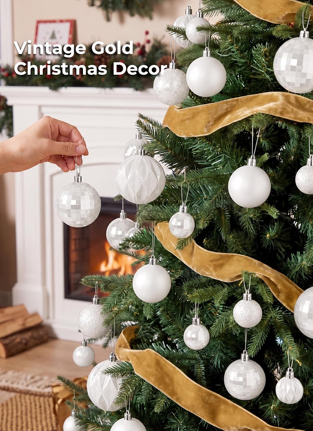 Brightown 36‑Pack White Shatterproof Christmas Tree Ball Ornaments Set