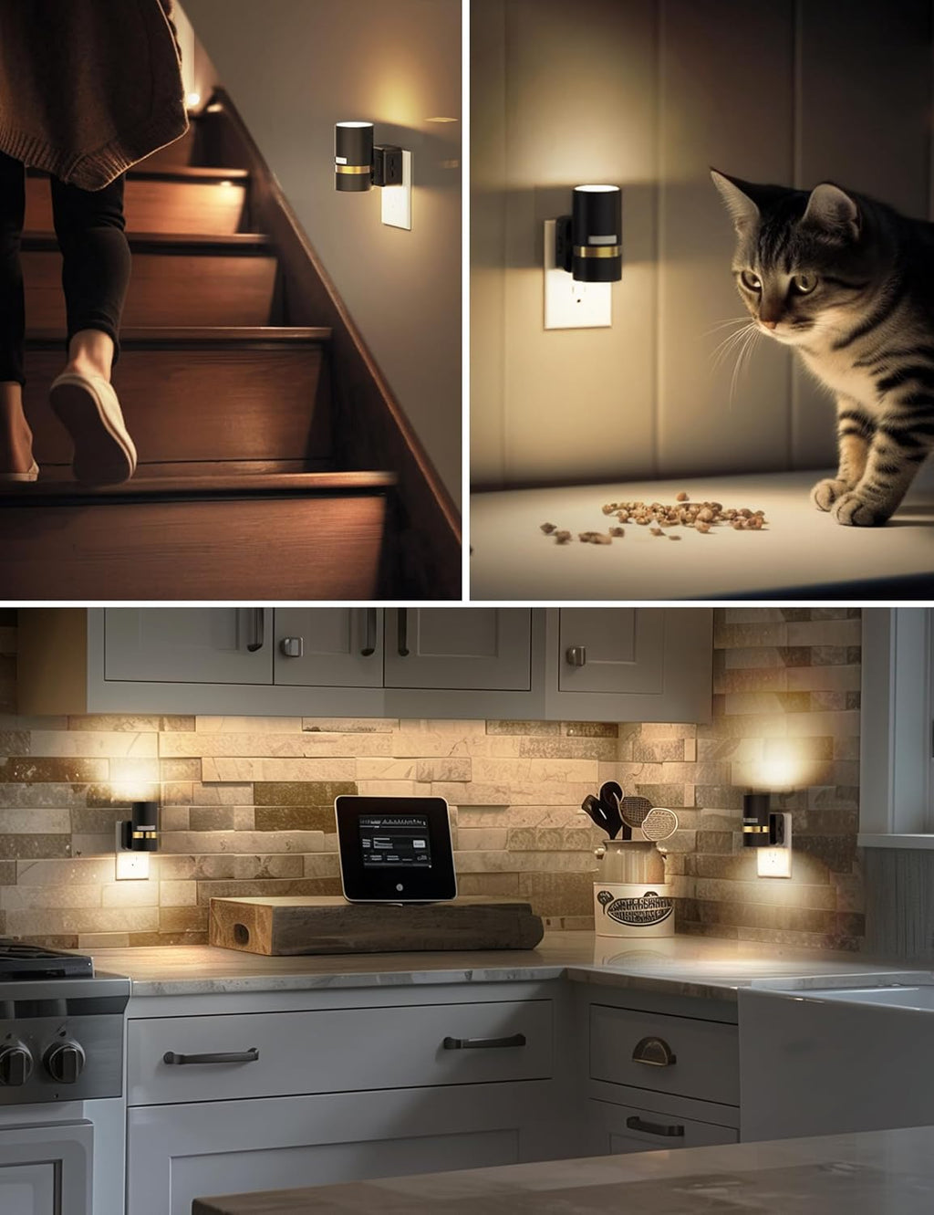 L LOHAS LED Motion Sensor Night Light Plug in, 3000K Soft White, 2 Pack