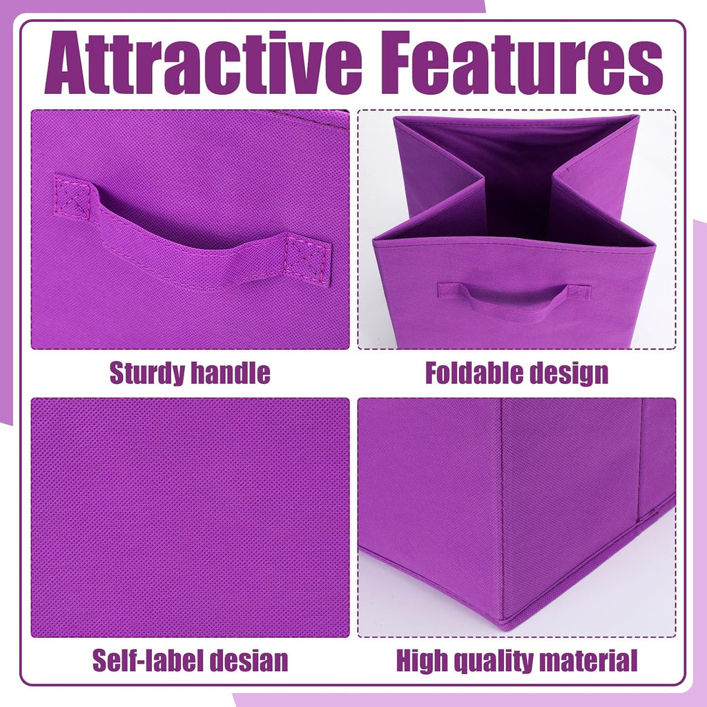 Karenhi 6 Pack Cube Storage Bins, Purple Fabric Organizer
