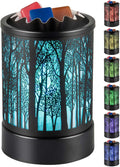 Hituiter Wax Warmer for Scented Wax with 7 Colors LED Lighting Oil Lamp Burner Candle Melt Warmer Metal Classic Black Forest Design for Fragrance Home Decor, Gifts
