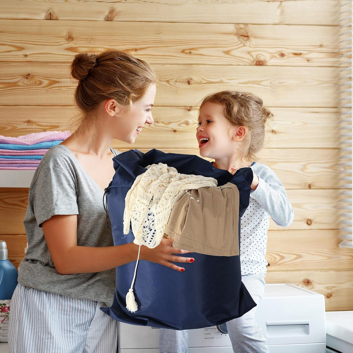 Woanger 24 Pack 28 x 45 Inch Extra Large Laundry Bags Bulk, Navy Blue