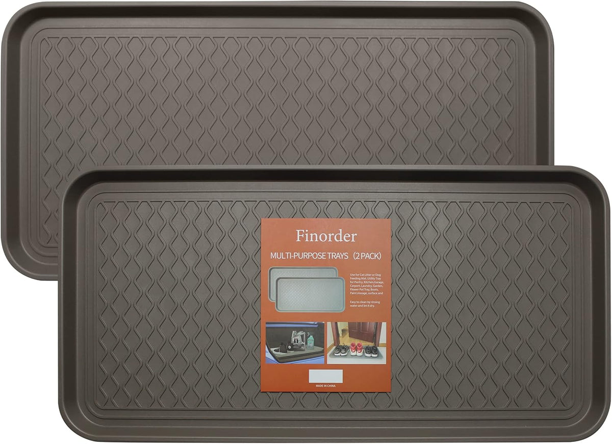 Finorder Boot & Shoe Trays, 2 Pack, 30" x 15" x 1.2", Gray