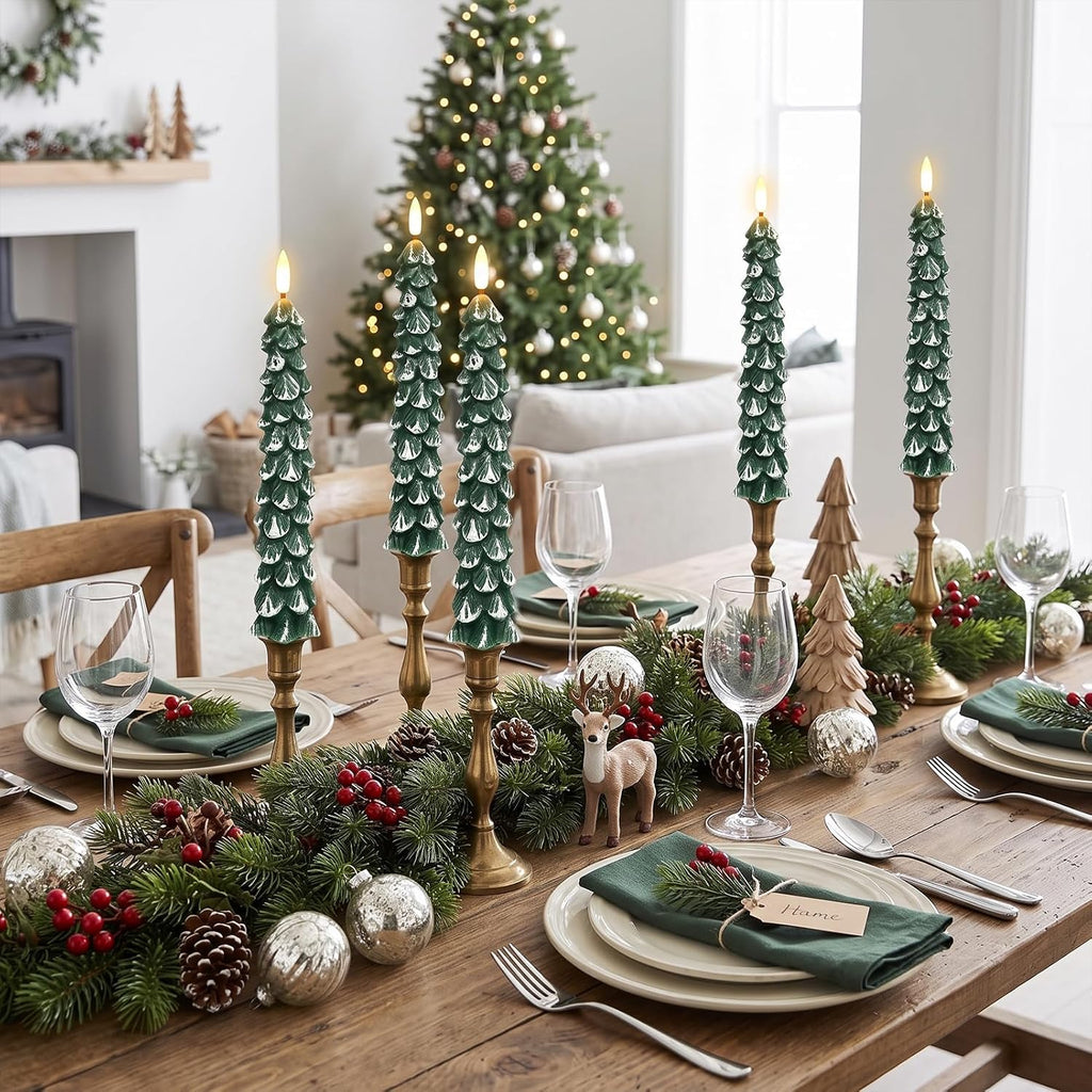 Christmas Tree Flameless Taper Candles Battery Operated Remote Timer