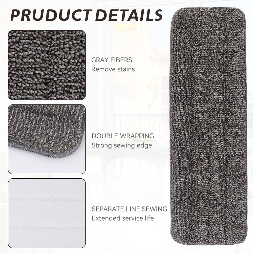 Replacement Mop Pads Fit for Rubbermaid Commercial 18" and 17" Mops - 10 Pack Wet & Dry Commercial Cleaning Reusable Refills Fit for Any Microfiber Flat Mop System 18" and 17" - Gray