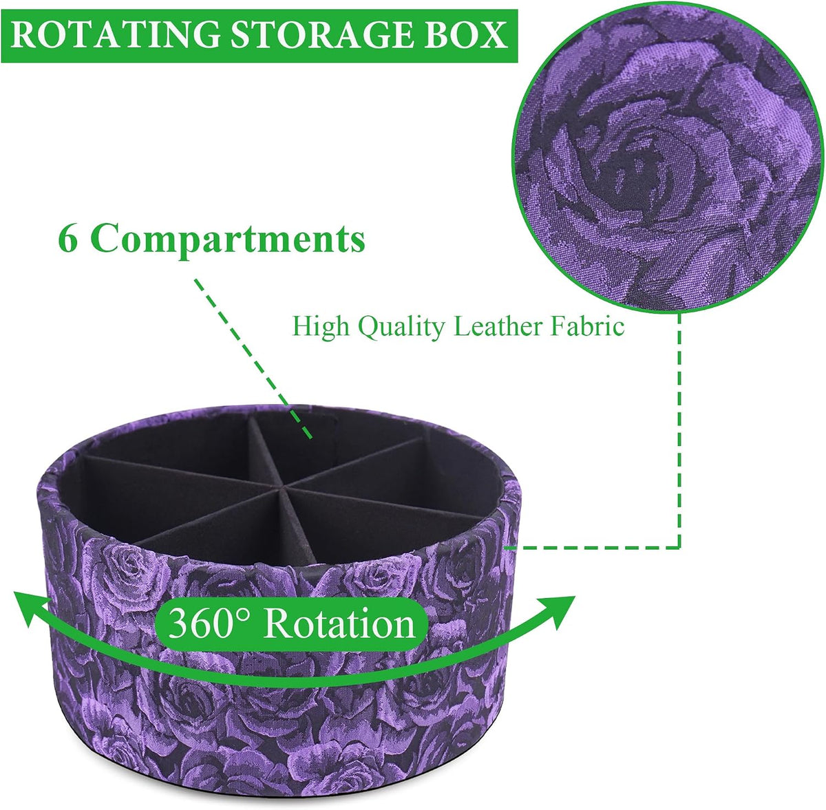 Remote Control Holder, 360°Spinning PU Leather Desk TV Remote Caddy,Desk Storage Box Room Accessories for Controller, Media,Mail,Calculator, Mobile Phone,Pencil(1-B3D Purple)