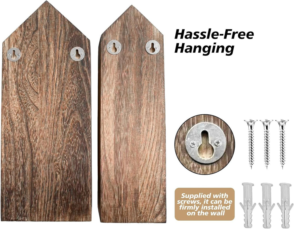 Rustic Trinket Shelf,House and Castle Design Shadow Cubby Box (2 Pack)