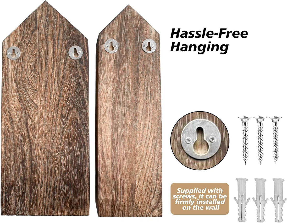 Rustic Trinket Shelf,House and Castle Design Shadow Cubby Box (2 Pack)