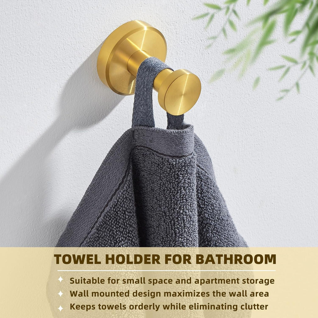 APLusee Brushed Dark Gold Towel Hook for Bathroom Entryway, Wall Mounted
