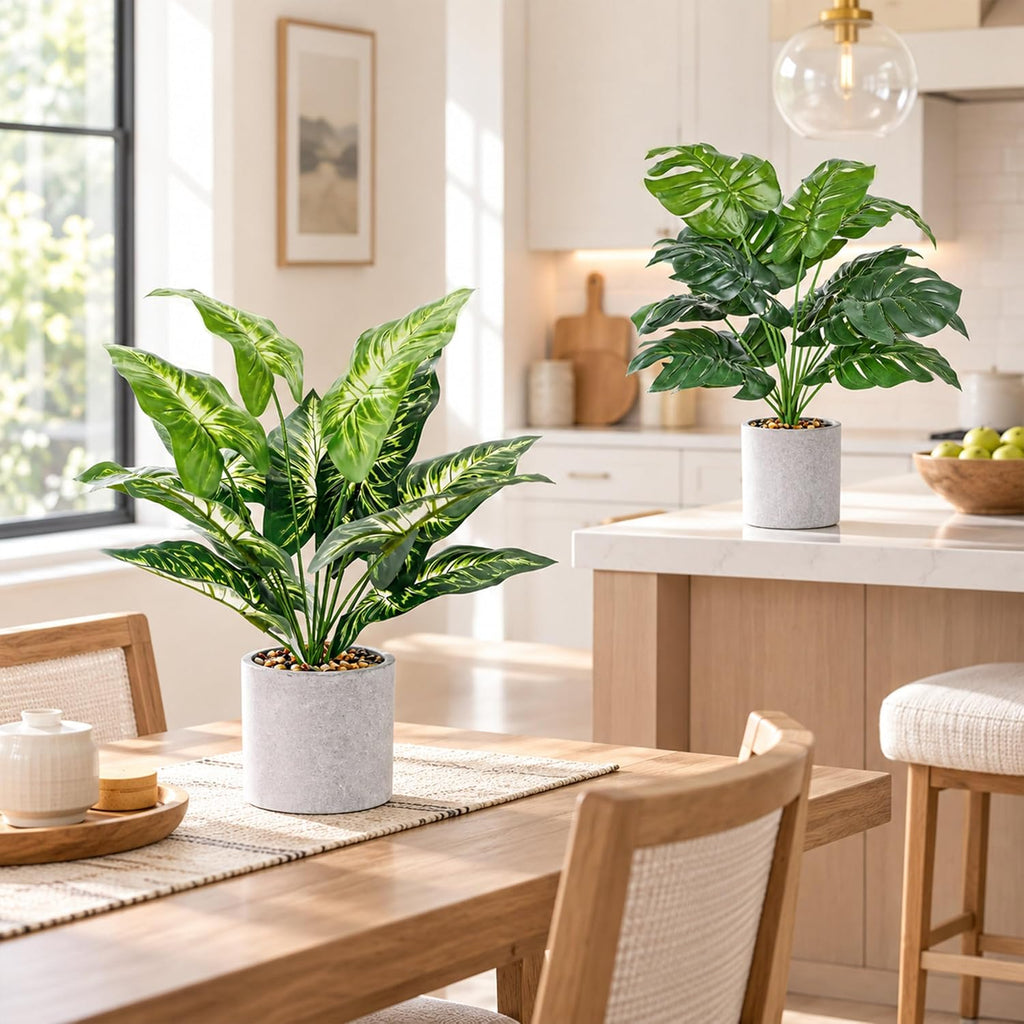 2 Pack Artificial Tropical Plants, 16" Fake Plants for Desk Decor