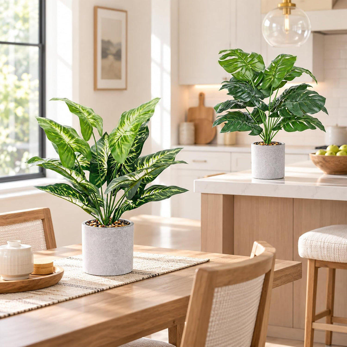 2 Pack Artificial Tropical Plants, 16" Fake Plants for Desk Decor