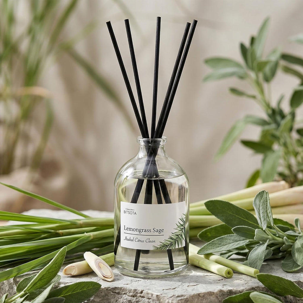 Reed Diffuser Set for Bathroom & Home, Long Lasting Essential Oil Aroma, Glass Bottle Home Fragrance with Sticks, Ideal Gift for Woman (Pack of 2)