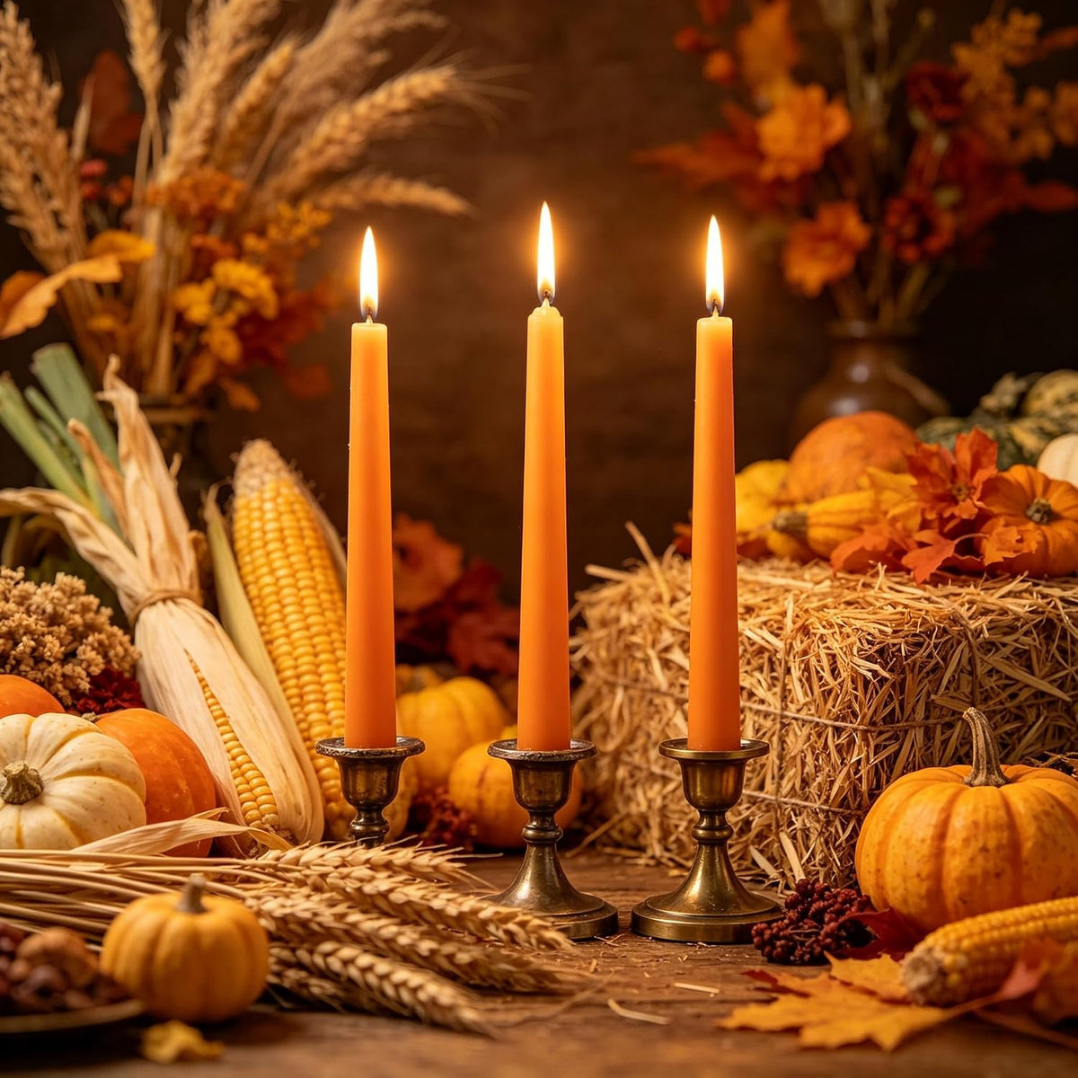 20-Pack Orange Taper Candles Unscented, 10 Inch Tall Dinner Table Candlesticks for Halloween Fall Wedding Centerpieces, Bulk Tapered Candles Smokeless Dripless, Decorative Candle for Home Decor