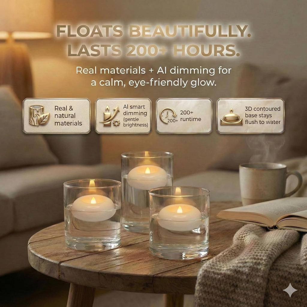 Aignis 48 Flameless LED Candles, 2.2-Inch Plastic Battery Operated Tealights, Glow Time Over 200 Hours, Cozy Romantic White Light, Suitable for Pool/Bathtub/Hot Bath/Wedding Centerpiece Decor