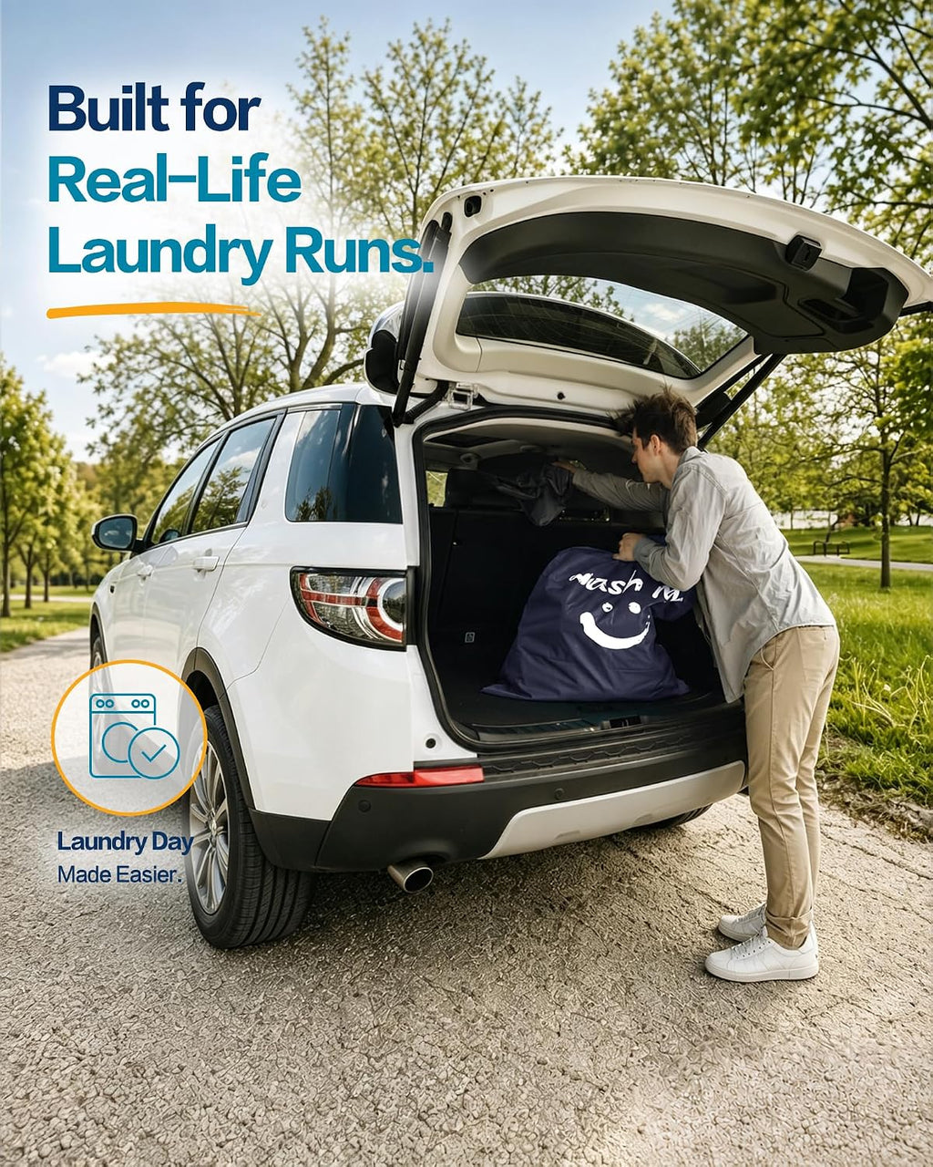 HOMEST 2 Pack XL Wash Me Travel Laundry Bag, Dirty Clothes Organizer, Large Enough to Hold 4 Loads of Laundry, Easy Fit a Laundry Hamper or Basket, Grey