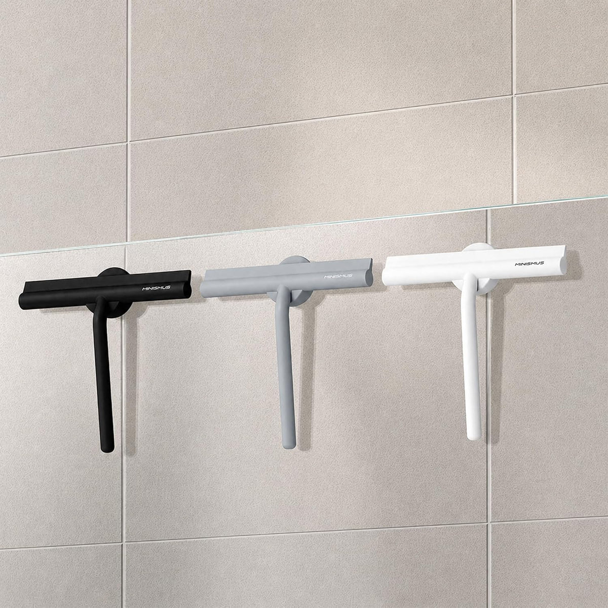 Minismus Silicone Shower Squeegee with Magnetic Mount, Shower Glass Cleaner