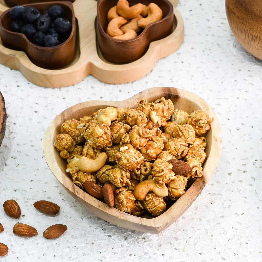 AeraVida Love of Nature Carved Heart Shaped Tamarind Tree Wooden Bowl | Tamarind Wood Kitchen Decor | Heart Shaped Bowl