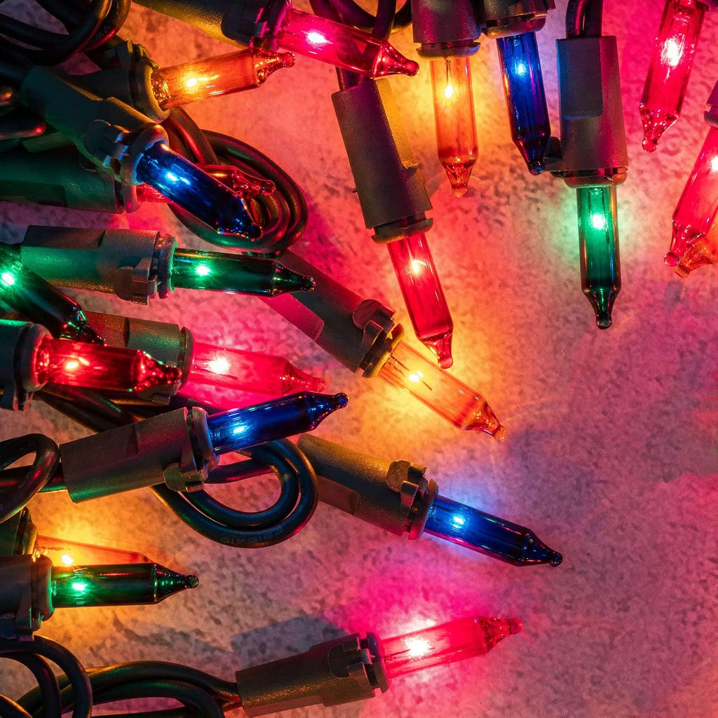 200 Multicolor Christmas Lights, 2 Set 33 ft 100 ct Green Wire String Light