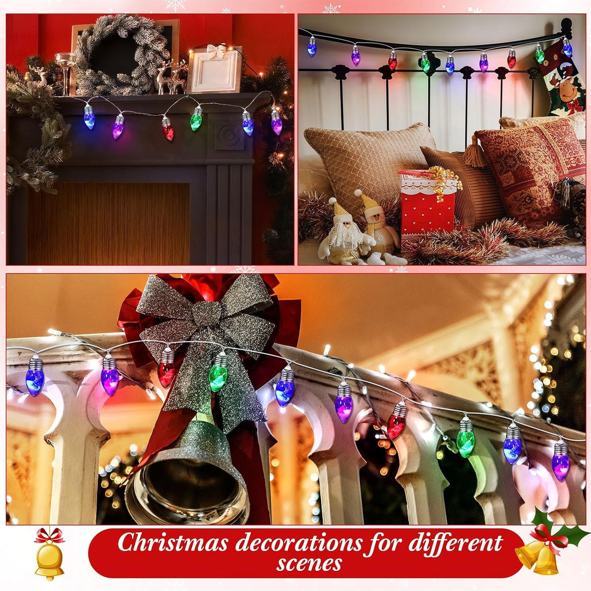 Aurelema Christmas Snow Globe String Lights, Multicolor Light, 26ft 40 LED