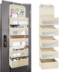 Over the Door Organizer 6 Shelves & 8 Pockets, Zippered Divider, Ivory