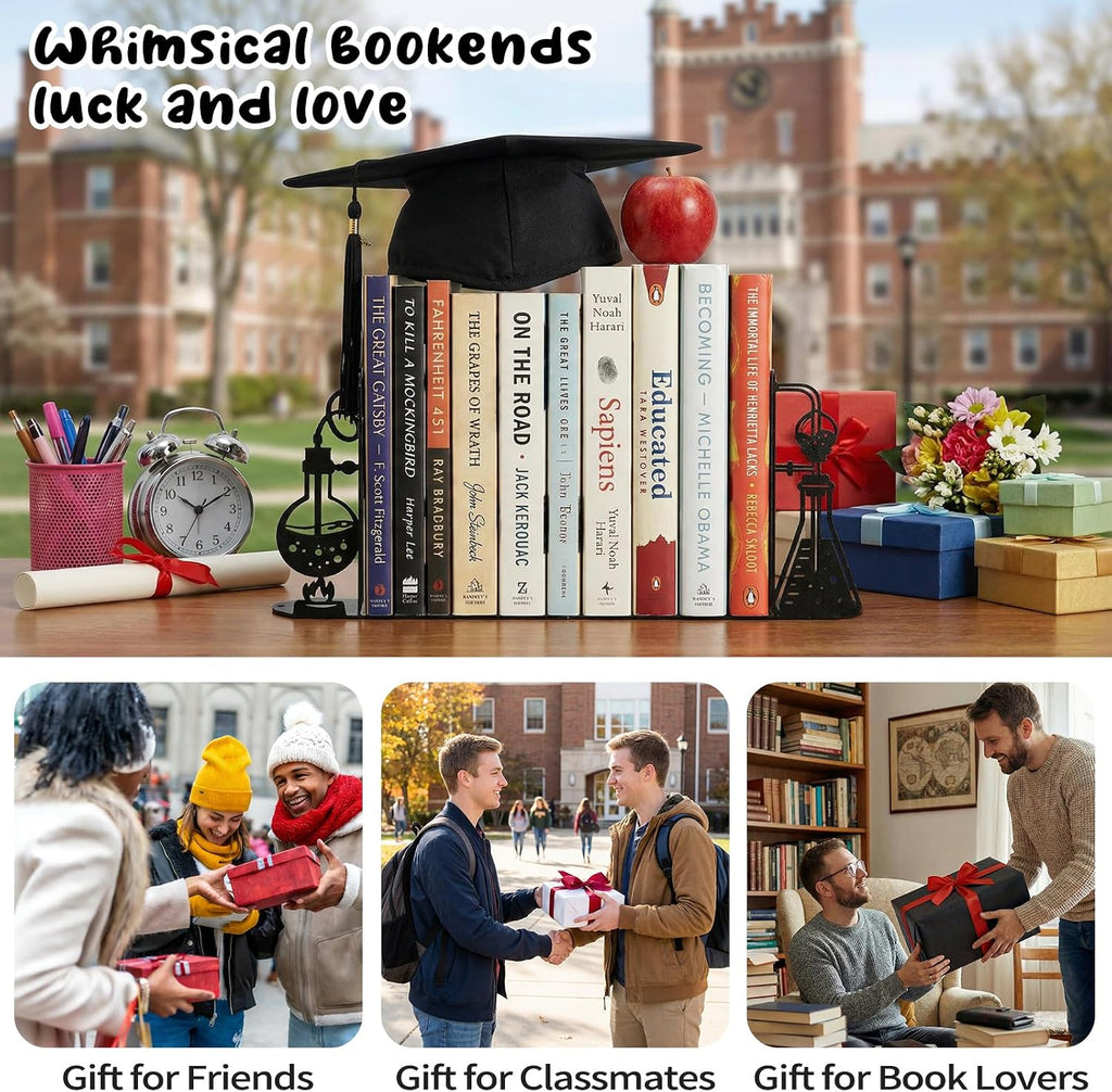 Chemistry Metal Bookends Decor for Chemistry Classroom Laboratory Bookshelf