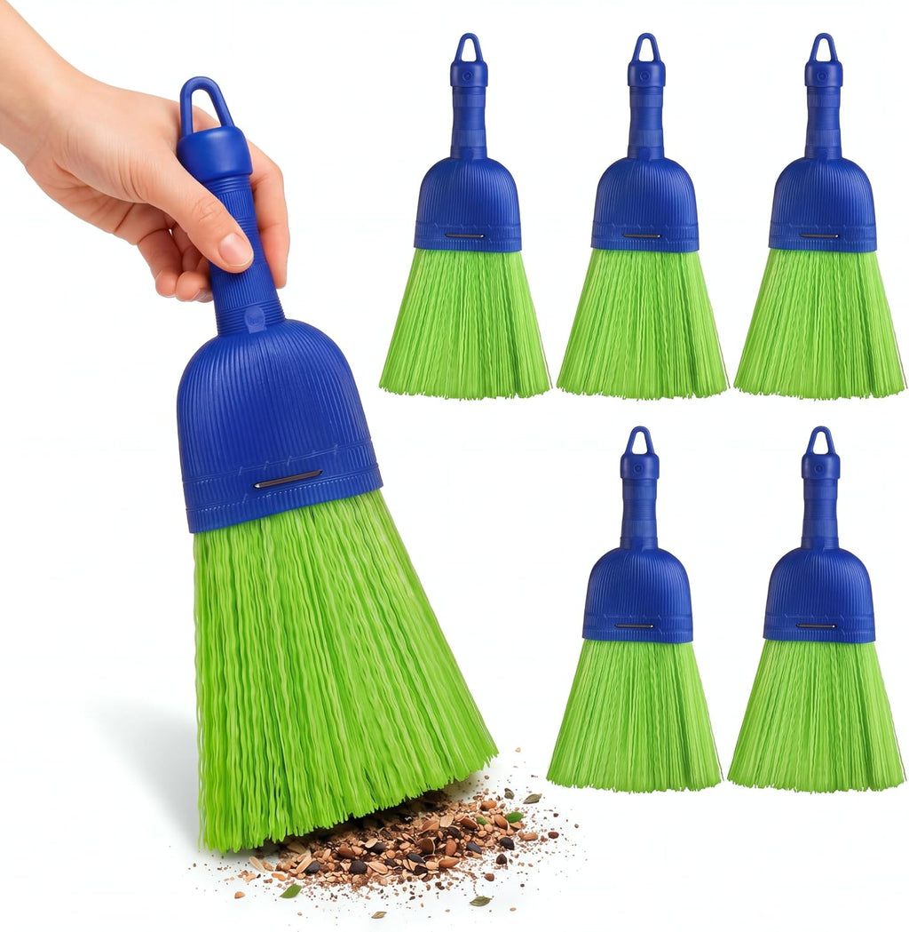 Domensi 6 Pcs Whisk Broom Poly Fiber Hand Brush with Hang Hole Car Cleaning