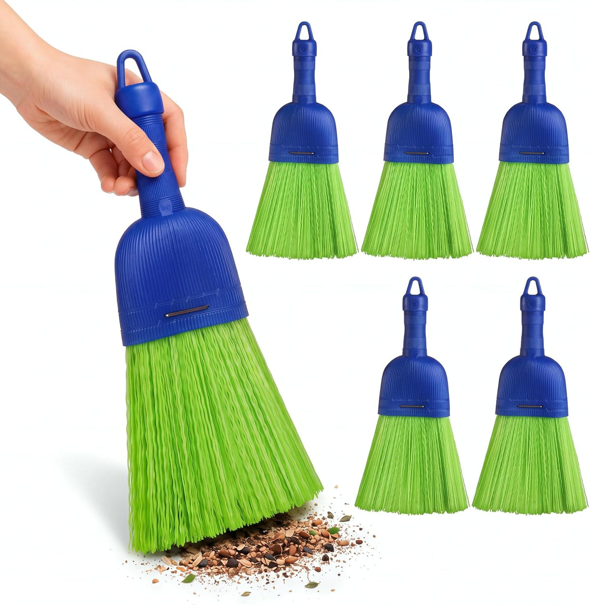 Domensi 6 Pcs Whisk Broom Poly Fiber Hand Brush with Hang Hole Car Cleaning