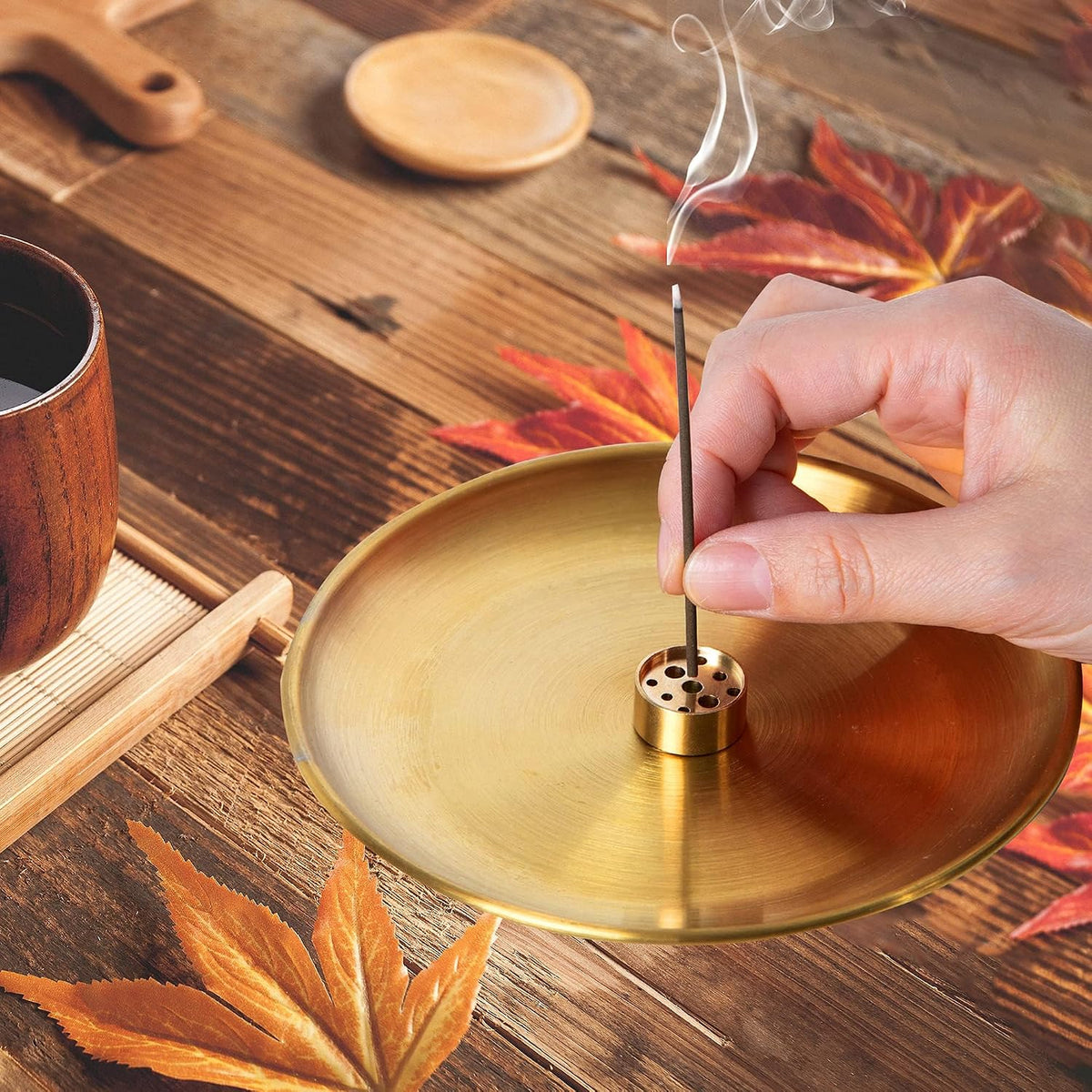 3 in 1 Brass Gourd Incense Burner Sticks Cones Coils Ash Catcher Home Decor