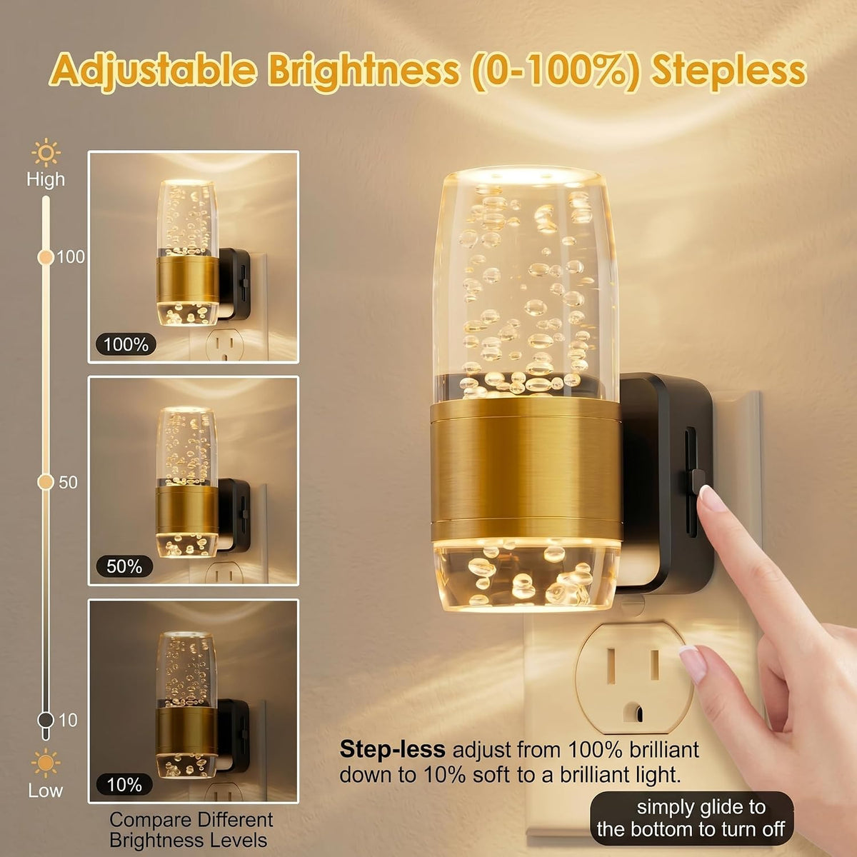LED Night Light, Dimmable Night Lights Plug into Wall 2 Pack