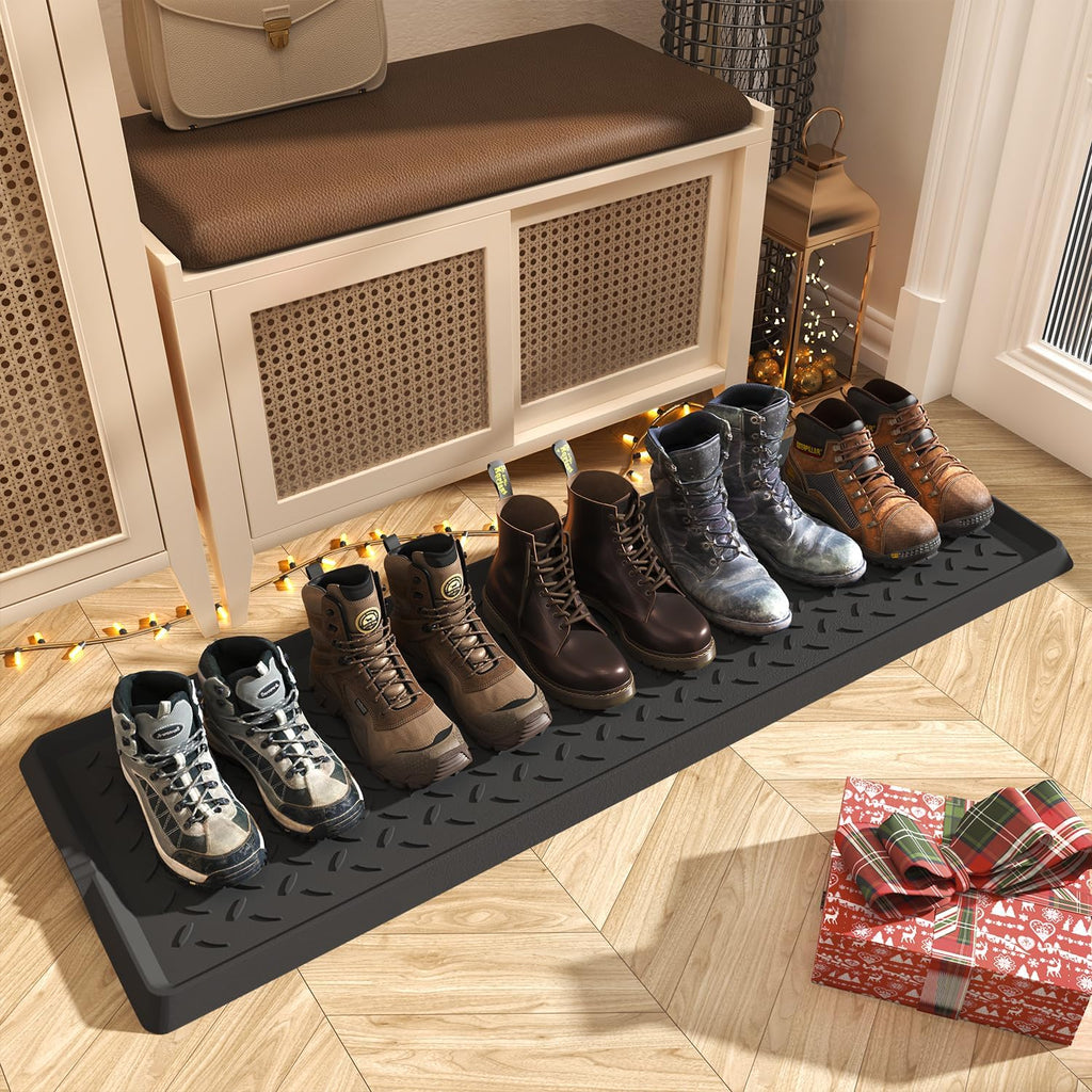 SUPENUIN Extra Large Boot Tray 48 Inch Boot Storage Heavy Duty Rubber Mats for Floor Waterproof Shoe Mat Tray for Entryway Multi Use Shoe Rug 16x47.5 Inches