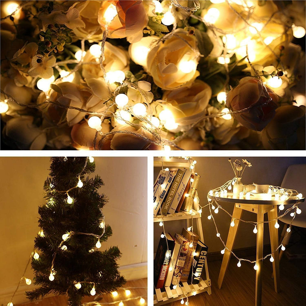 33ft 80 LED Globe String Lights – USB Powered Warm White Fairy Lights for Bedroom, Patio, Wedding, Party & Indoor Outdoor Decor