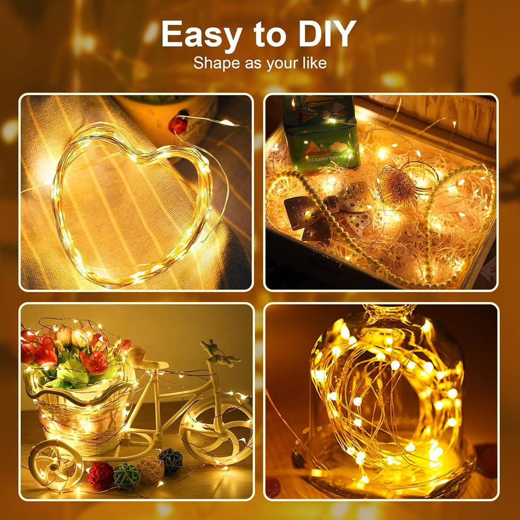 AIKEI Led Fairy Light Battery Operated, 50LED 16FT String Lights Copper Wire Starry Fairy Lights (Warm White, 2Pack)